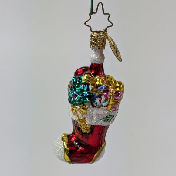 Christopher Radko Glass Christmas Ornament Handcrafted Stock And Cheer 2002 Vtg - Picture 2 of 8